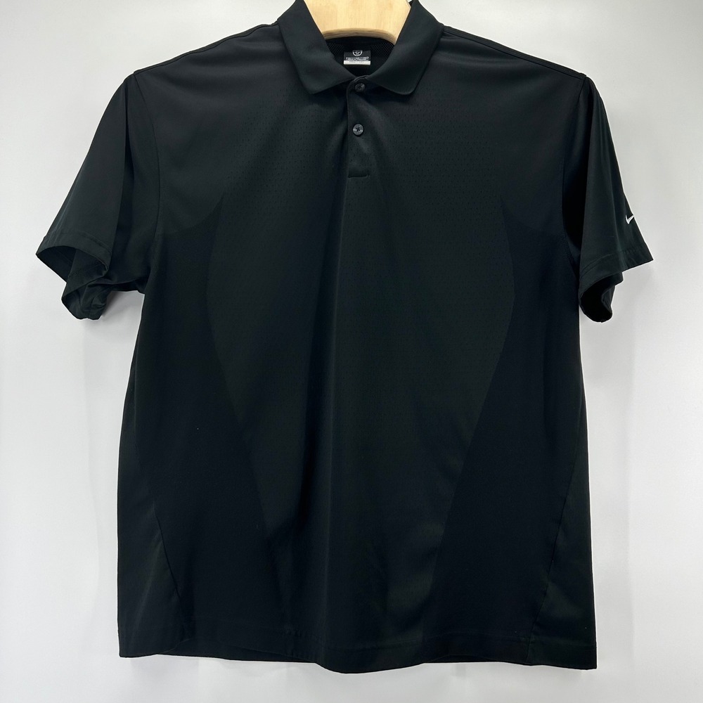 Nike Golf Polo Shirt Mens XL Black Fit Dry Short Sleeve Performance Activewear